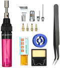 13pcs /Set Pen Type 3 In 1 Gas Soldering Iron Multi-function Gas Soldering Iron Set(Transparent Red)