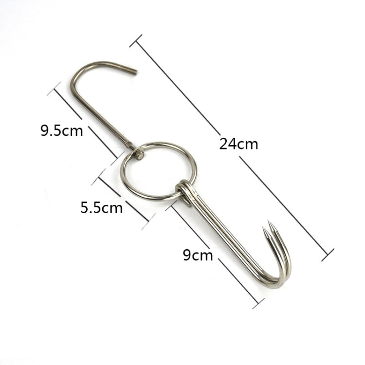 Stainless Steel Double Ring Duck Cooker Hanger Outdoor Barbecue Hanging Hook Stand, Specs: 4 Centi  Steel Thick Short 24cm