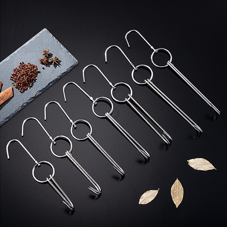 Stainless Steel Double Ring Duck Cooker Hanger Outdoor Barbecue Hanging Hook Stand, Specs: 4 Centi  Steel Thick Short 24cm