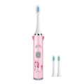 USB Charging Fully Automatic Ultrasonic Cartoon Children Electric Toothbrush, Color: Pink with 3 Heads