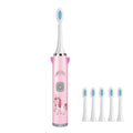 USB Charging Fully Automatic Ultrasonic Cartoon Children Electric Toothbrush, Color: Pink with 6 Heads