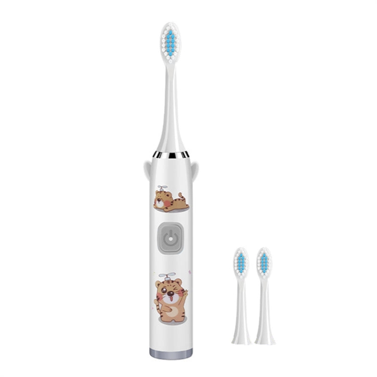 USB Charging Fully Automatic Ultrasonic Cartoon Children Electric Toothbrush, Color: White with 3 Heads