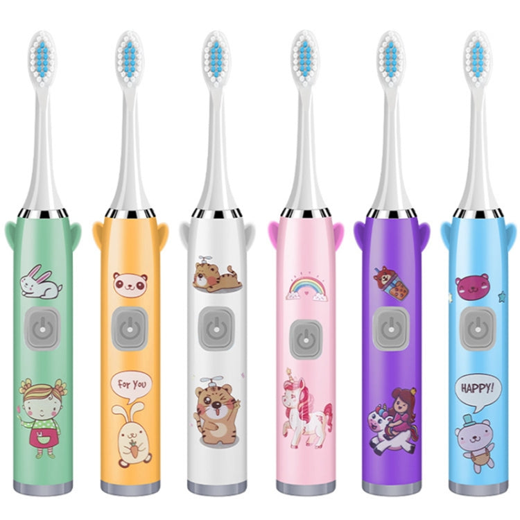 USB Charging Fully Automatic Ultrasonic Cartoon Children Electric Toothbrush, Color: White with 1 Head