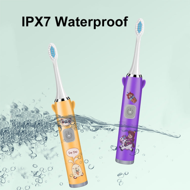 USB Charging Fully Automatic Ultrasonic Cartoon Children Electric Toothbrush, Color: White with 1 Head