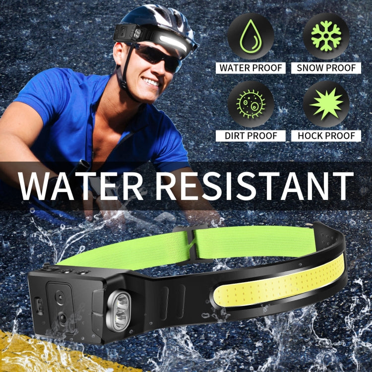 Fluorescent Belt Sensor Headlight Outdoor Running and Cycling Head Torch(White+Blue Light)