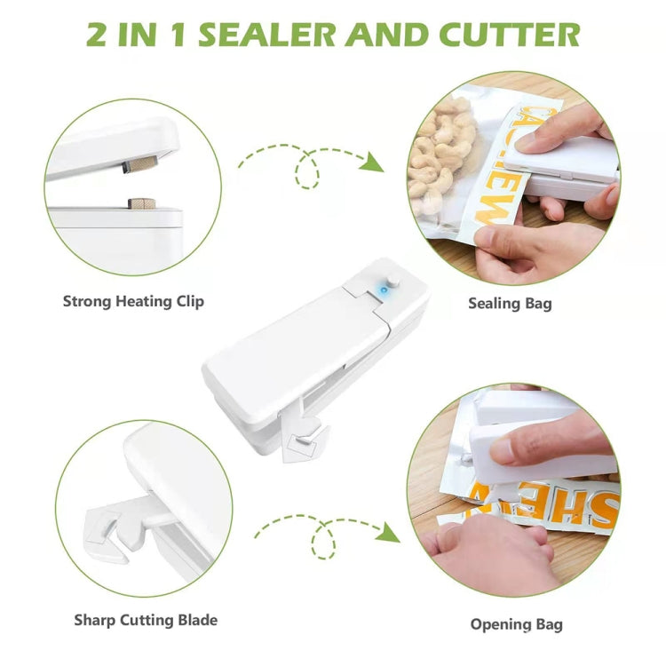 USB Charging Mini Magnetic Sealing Machine Portable Sealing Clip Food Moisture-proof Sealer(White)