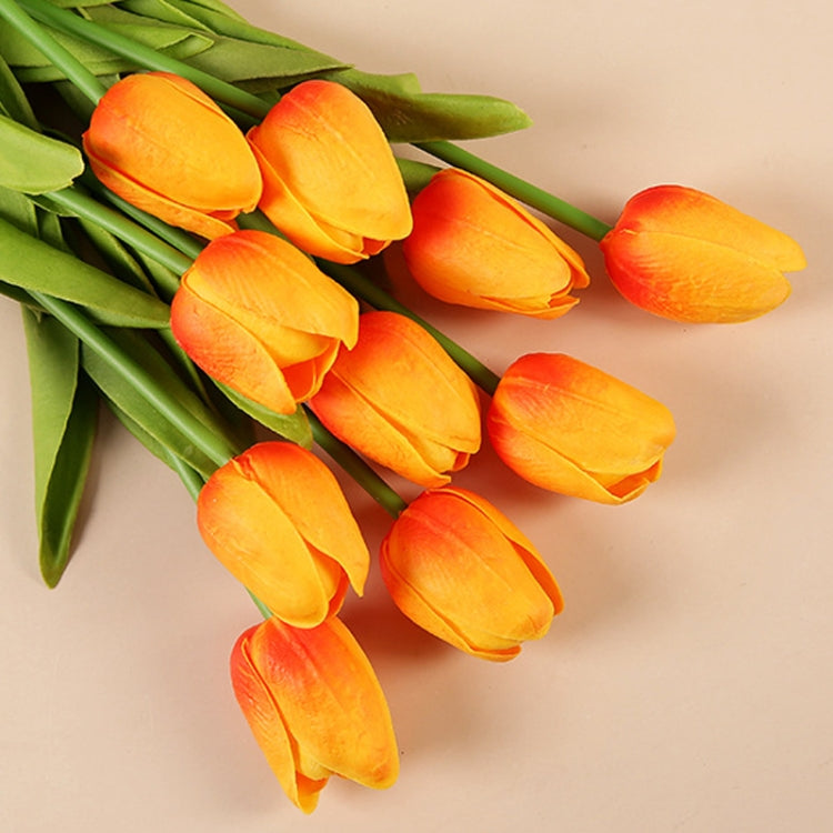 10 In 1 Tulip Bouquet With Paper Bag Home Decoration Simulation Flowers Paper Bag Floral Set Arrangement(Sunset)