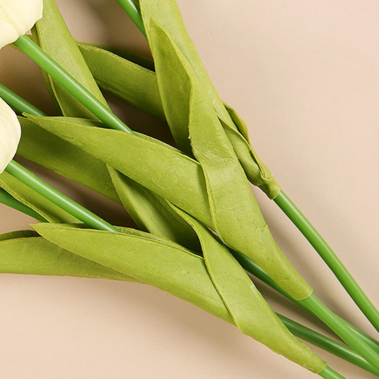 10 In 1 Tulip Bouquet With Paper Bag Home Decoration Simulation Flowers Paper Bag Floral Set Arrangement(Pink)