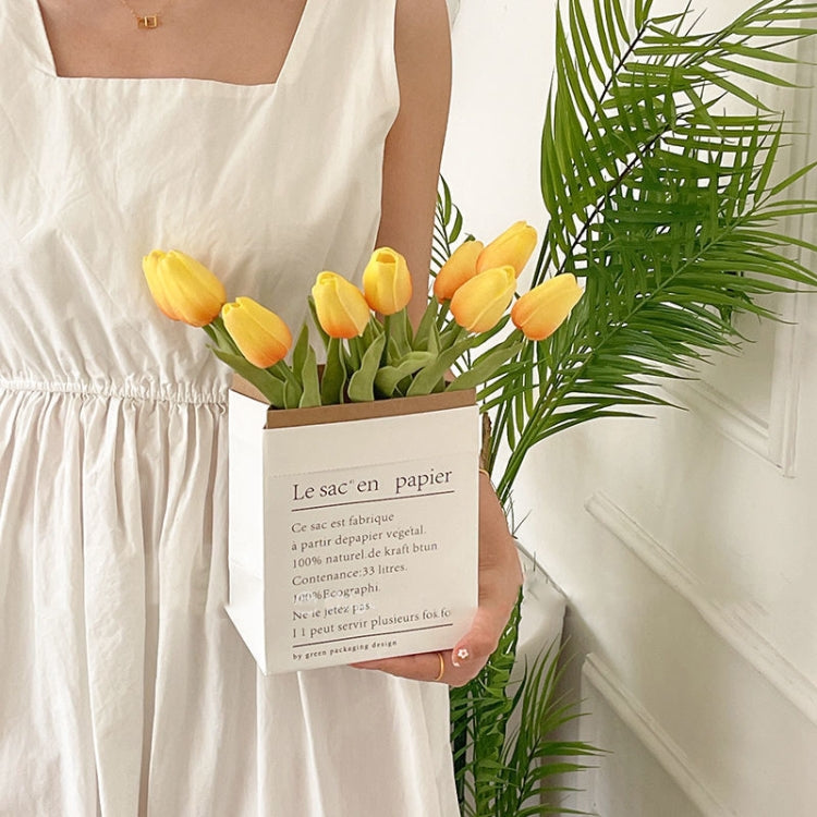 10 In 1 Tulip Bouquet With Paper Bag Home Decoration Simulation Flowers Paper Bag Floral Set Arrangement(Pink)
