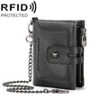 BULL CAPTAIN 088 RFID Anti-Theft Zipper Buckle Multi-Card Slot Cowhide Vertical Wallet(Black)