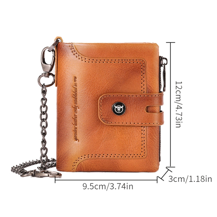 BULL CAPTAIN 088 RFID Anti-Theft Zipper Buckle Multi-Card Slot Cowhide Vertical Wallet(Black)