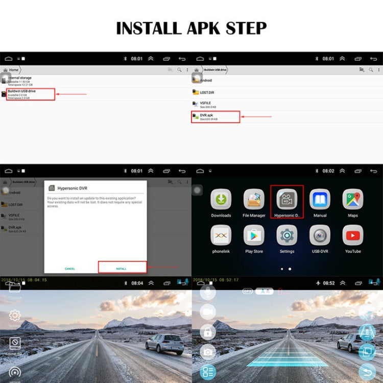 720P High Definition Android Navigation Car Recorder USB Connection ADAS Driving Alert System Logger, Version: 32G