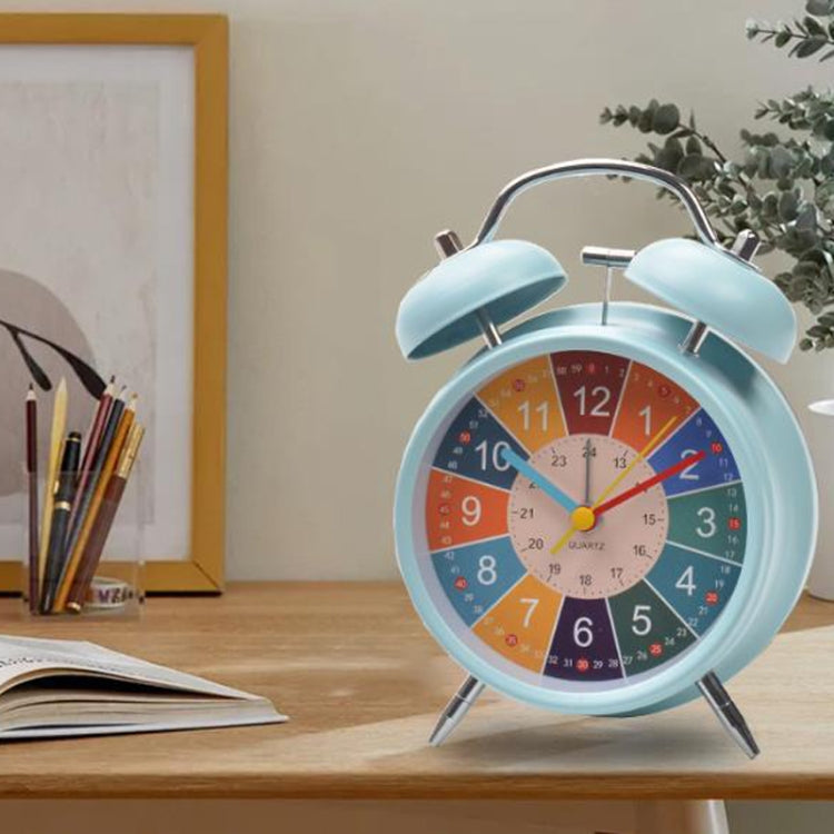 4 inch Early Learning Dual Ring Round Alarm Clock Student Bedside Metal Alarm Bell(Pink)