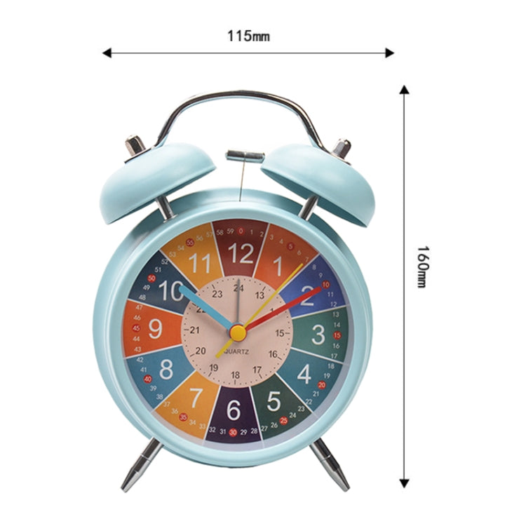 4 inch Early Learning Dual Ring Round Alarm Clock Student Bedside Metal Alarm Bell(White)