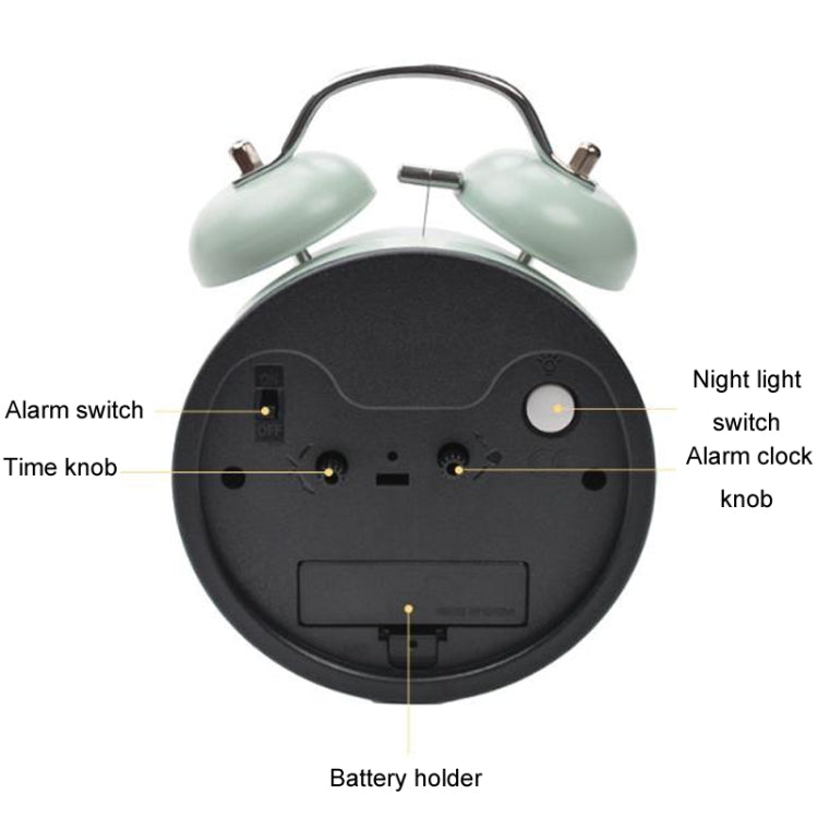 4 inch Early Learning Dual Ring Round Alarm Clock Student Bedside Metal Alarm Bell(White)