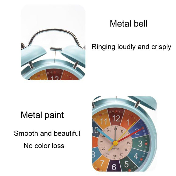 4 inch Early Learning Dual Ring Round Alarm Clock Student Bedside Metal Alarm Bell(White)