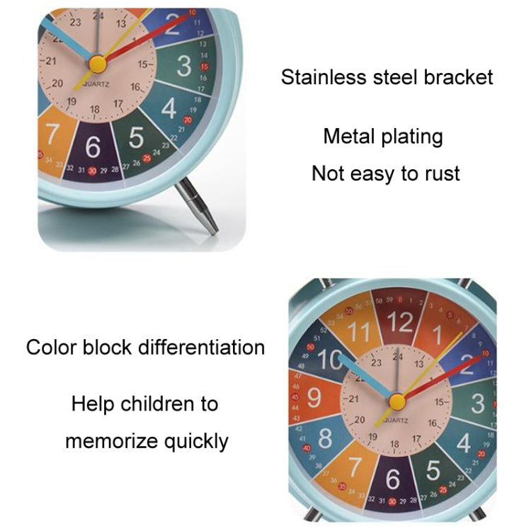 4 inch Early Learning Dual Ring Round Alarm Clock Student Bedside Metal Alarm Bell(White)