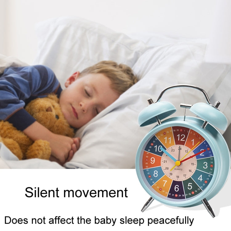 4 inch Early Learning Dual Ring Round Alarm Clock Student Bedside Metal Alarm Bell(White)