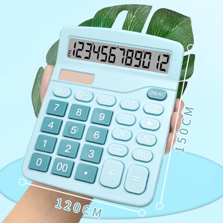 12-Digit Large Screen Solar Dual Power Calculator Student Exam Accounting Office Supplies(Black)
