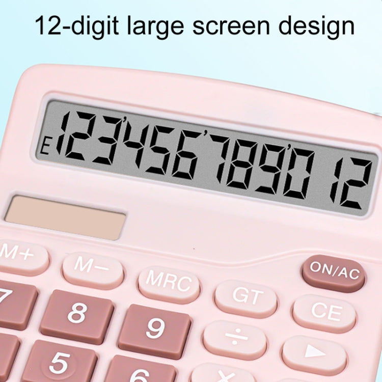 12-Digit Large Screen Solar Dual Power Calculator Student Exam Accounting Office Supplies(Black)
