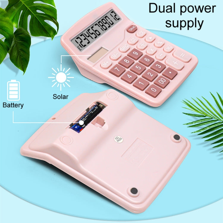 12-Digit Large Screen Solar Dual Power Calculator Student Exam Accounting Office Supplies(Blue)
