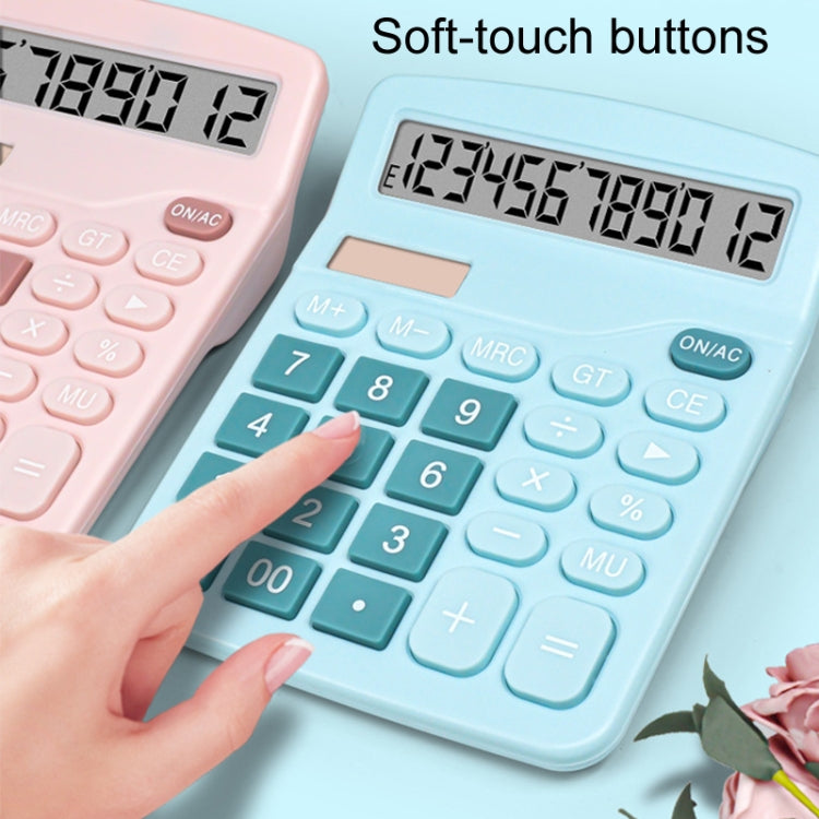 12-Digit Large Screen Solar Dual Power Calculator Student Exam Accounting Office Supplies(Pink)