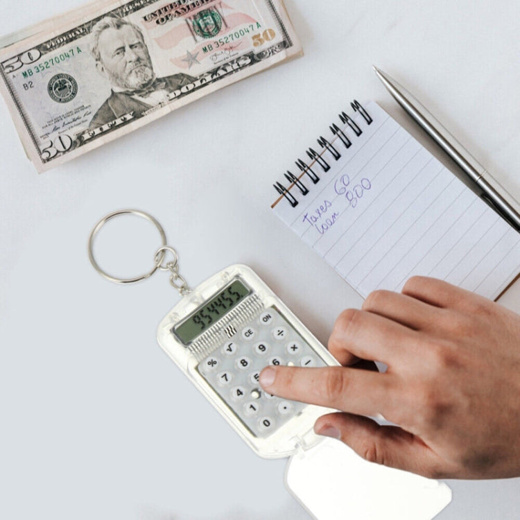 Flip Top Portable Mini Calculator Student Exam Office Calculator(White)