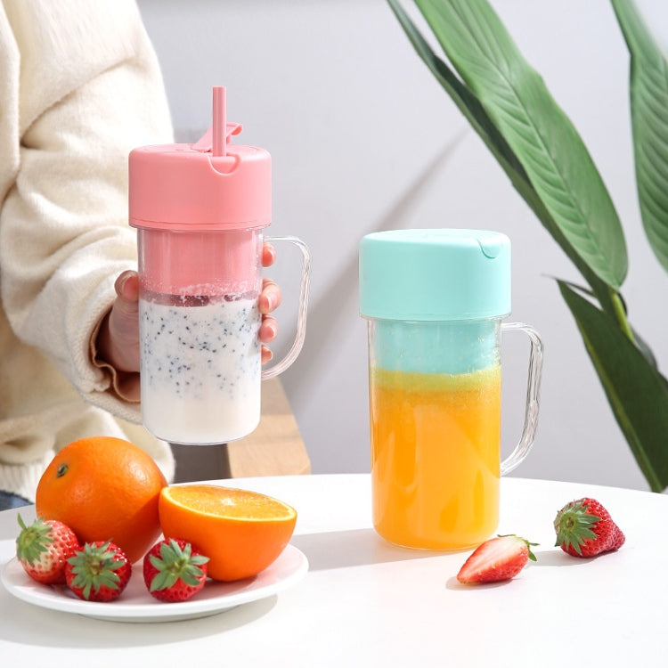 420ml 6 Blades Straw Juice Cup USB Charging Portable Fruit Juicer Smoothie Maker(Pink)