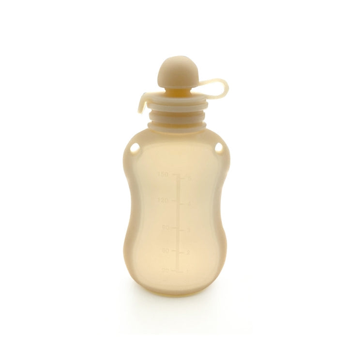 150ml Reusable Silicone Baby Food Pouches Refillable Squeeze Storage Containers(Beige)