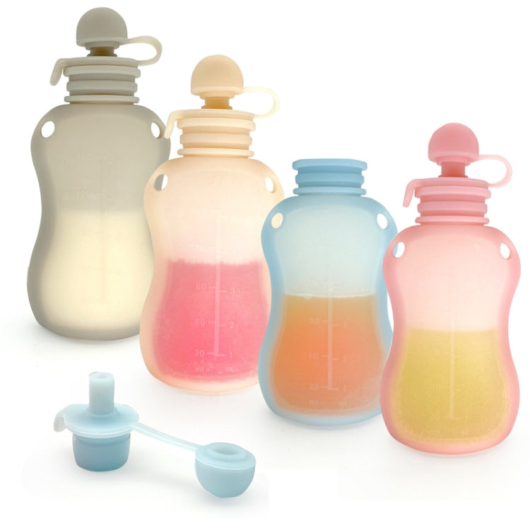 150ml Reusable Silicone Baby Food Pouches Refillable Squeeze Storage Containers(Blue)