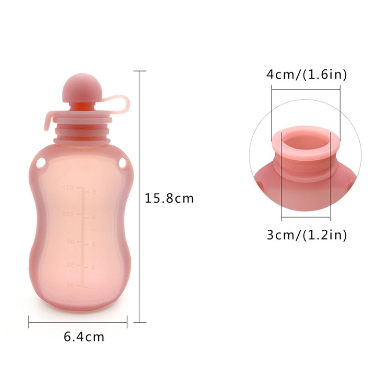 150ml Reusable Silicone Baby Food Pouches Refillable Squeeze Storage Containers(Pink)