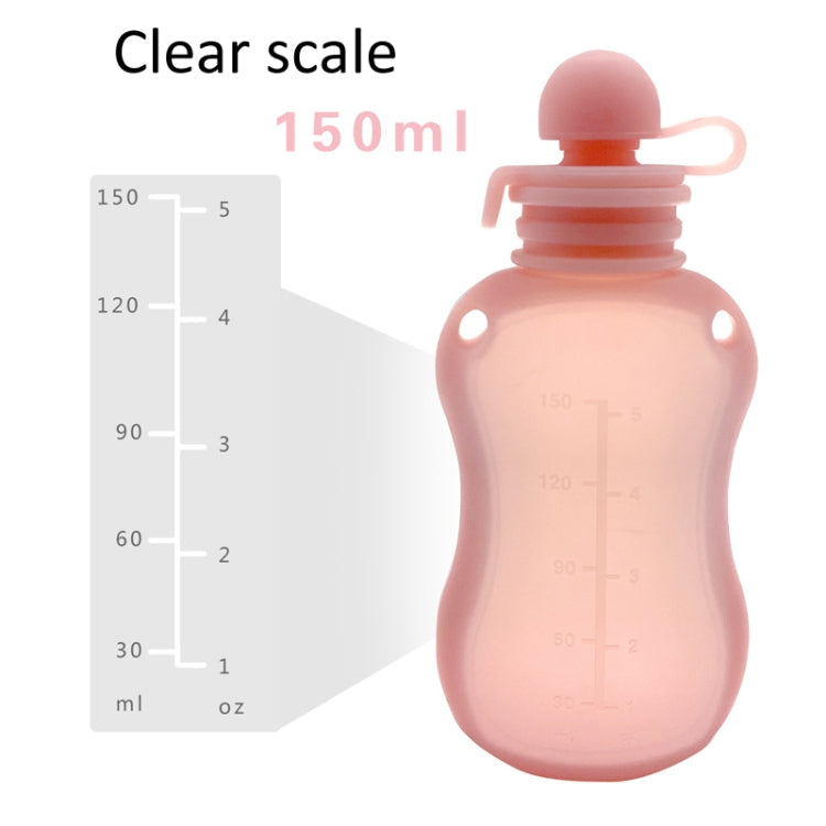 150ml Reusable Silicone Baby Food Pouches Refillable Squeeze Storage Containers(Beige)