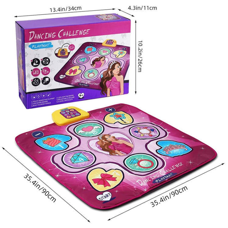 Children Music Dance Mat Electronic Music Dancing Game Pad Music Box Toys(Pink Purple)