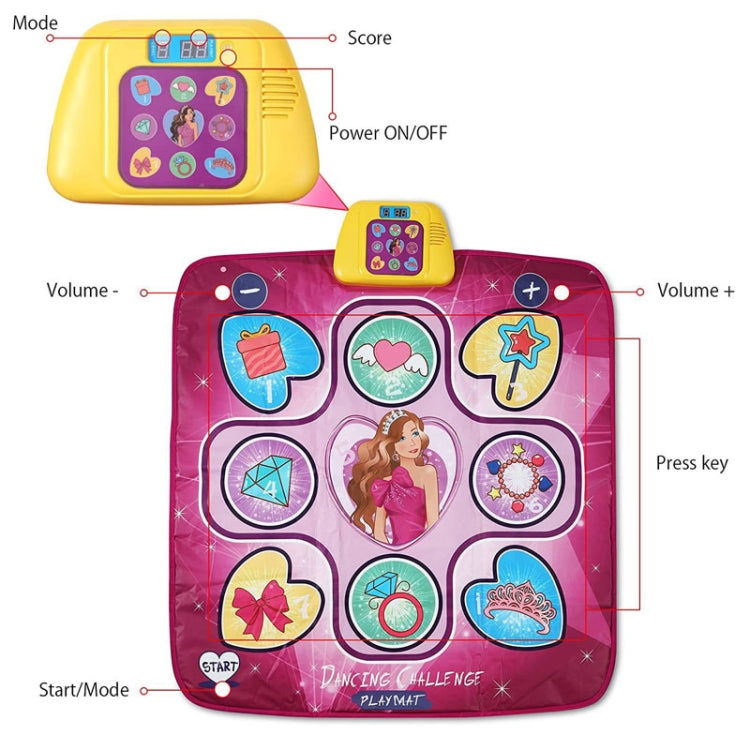 Children Music Dance Mat Electronic Music Dancing Game Pad Music Box Toys(Pink Purple)