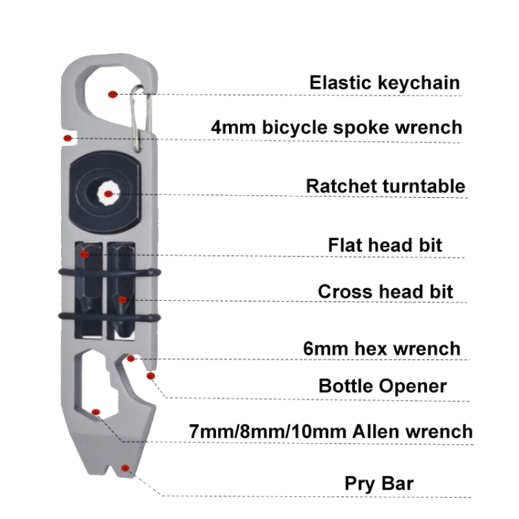 Multifunctional Outdoor Survival and Self-defense Ratchet Crowbar Tool EDC Bottle Opener(Silver)
