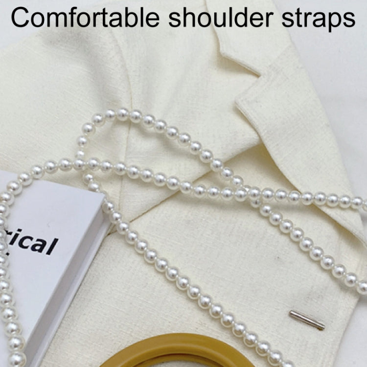 Homemade Tulip Hand Knitting Bag Cloth Strip Line DIY Material Kit With Pearl Shoulder Strap(Beige x Grass Green x  Bean Paste Pink)