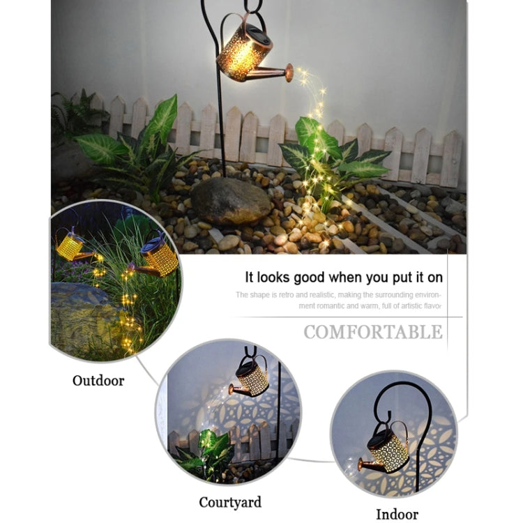 Iron Hollow Projection Light Solar Outdoor Waterproof Garden Kettle Light Lawn Landscape Ground Plug Decorative Light, Style: Large+Bracket
