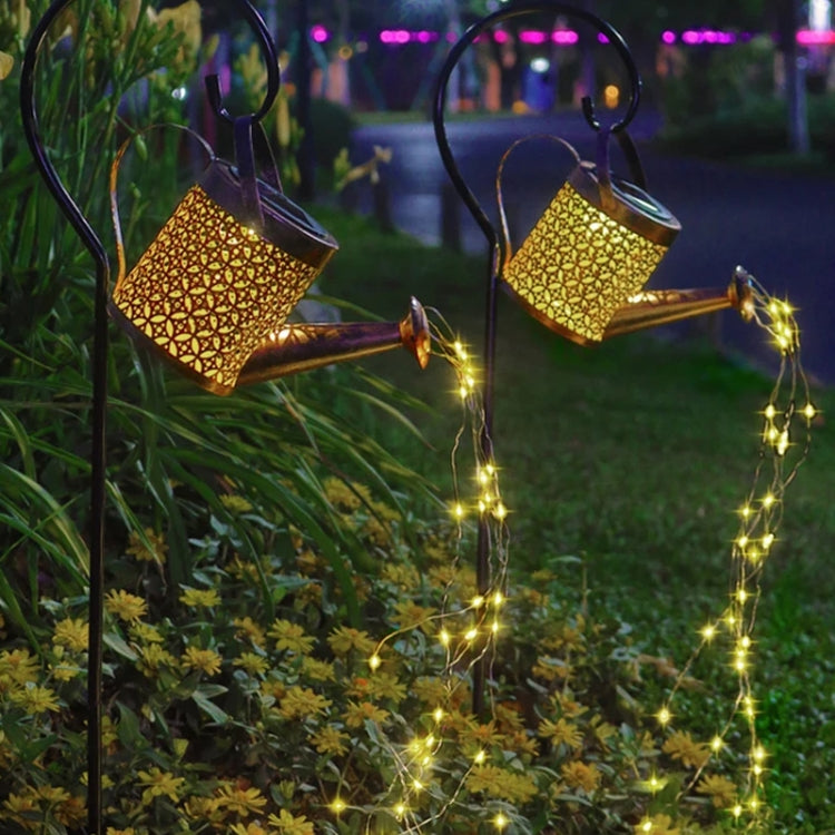 Iron Hollow Projection Light Solar Outdoor Waterproof Garden Kettle Light Lawn Landscape Ground Plug Decorative Light, Style: Large+Bracket