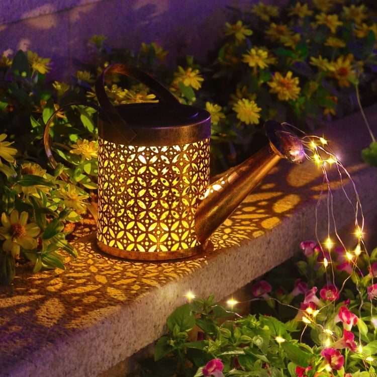 Iron Hollow Projection Light Solar Outdoor Waterproof Garden Kettle Light Lawn Landscape Ground Plug Decorative Light, Style: Large+Bracket