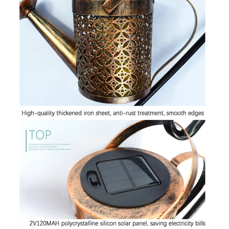 Iron Hollow Projection Light Solar Outdoor Waterproof Garden Kettle Light Lawn Landscape Ground Plug Decorative Light, Style: Small+Bracket