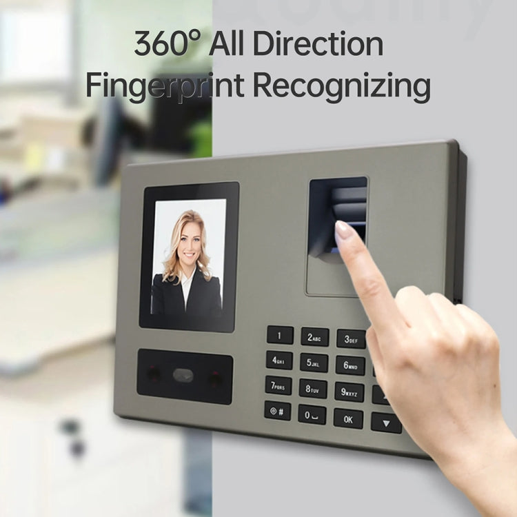 FA03 Intelligent Voice Prompt Face Recognition Fingerprint Attendance Machine(English with EU Plug)