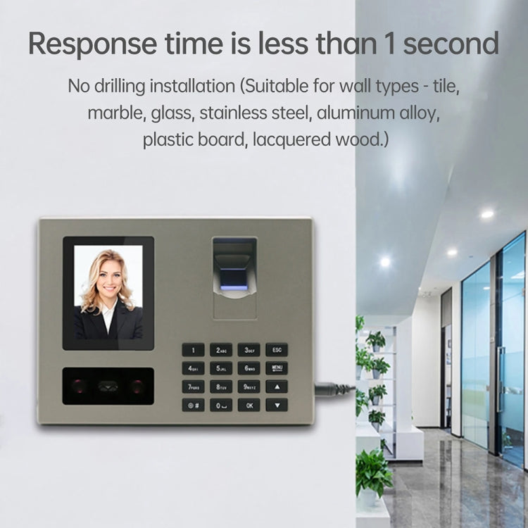 FA03 Intelligent Voice Prompt Face Recognition Fingerprint Attendance Machine(English with EU Plug)