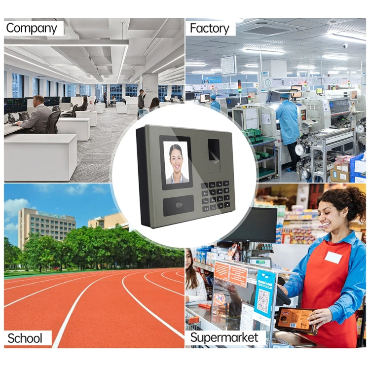 FA03 Intelligent Voice Prompt Face Recognition Fingerprint Attendance Machine(English with UK Plug)