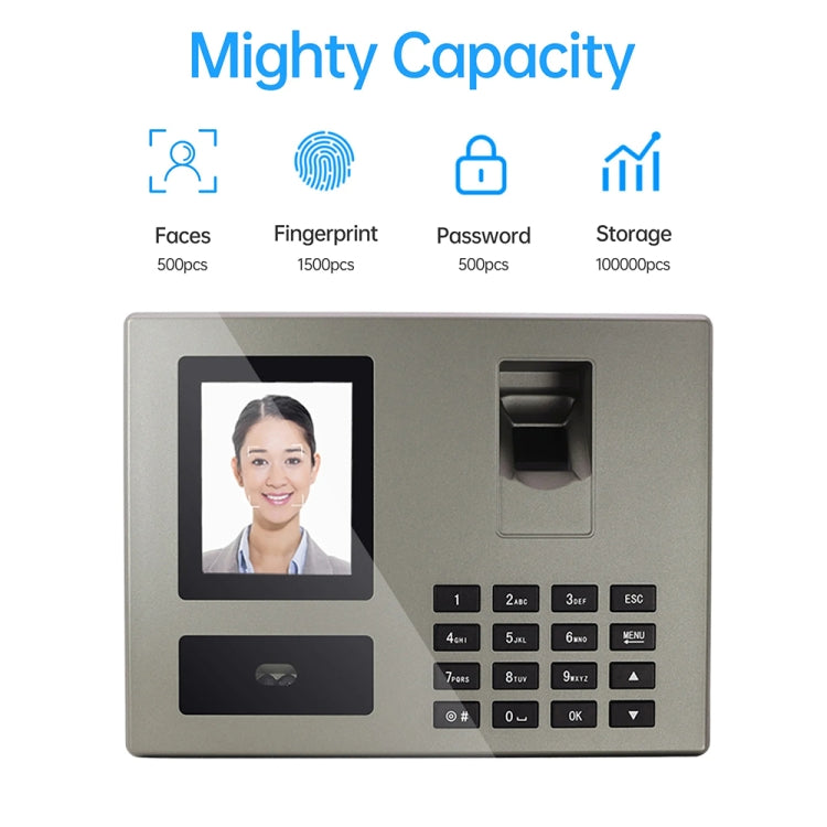 FA03 Intelligent Voice Prompt Face Recognition Fingerprint Attendance Machine(English with US Plug)