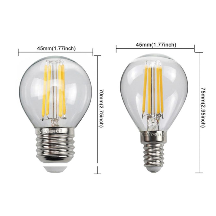 6pcs /Box G45 Bulb LED Lamp Fixture Illuminator Vintage Filament Lights, Style: Gold Large Screw(220V 4W)
