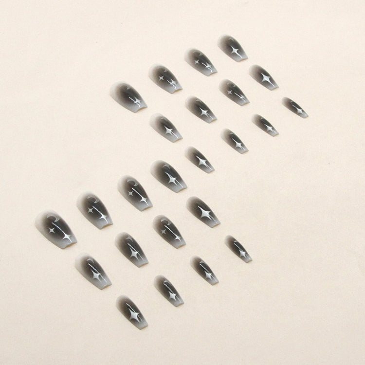 24pcs /Box  Press On Nails Dark Star and Moon Series False Nails Mid-Length Ballet Nails(R722)