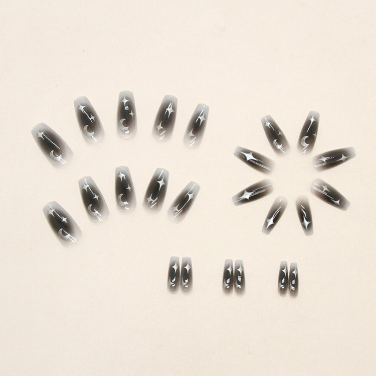 24pcs /Box  Press On Nails Dark Star and Moon Series False Nails Mid-Length Ballet Nails(R722)