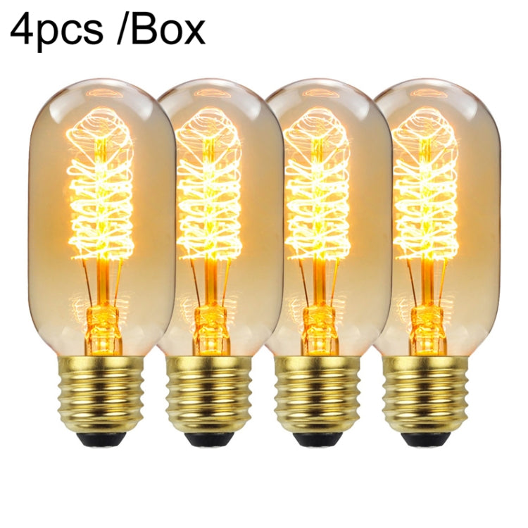 4pcs /Box T45 LED Lamp Fixture Illuminator Vintage Lights, Power: 220V 40W(Spiral Gold)