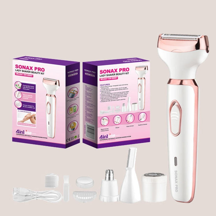 SONAX PRO SN-8666  4-in-1 Ladies Shaving Washable Rechargeable Hair Removal Device(White)