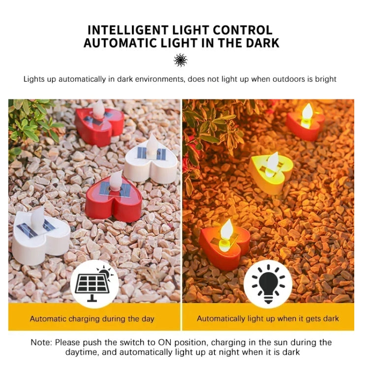 Solar Candle Light Outdoor Courtyard Villa Garden Waterproof Decoration Light, Spec: Heart Model Red Shell